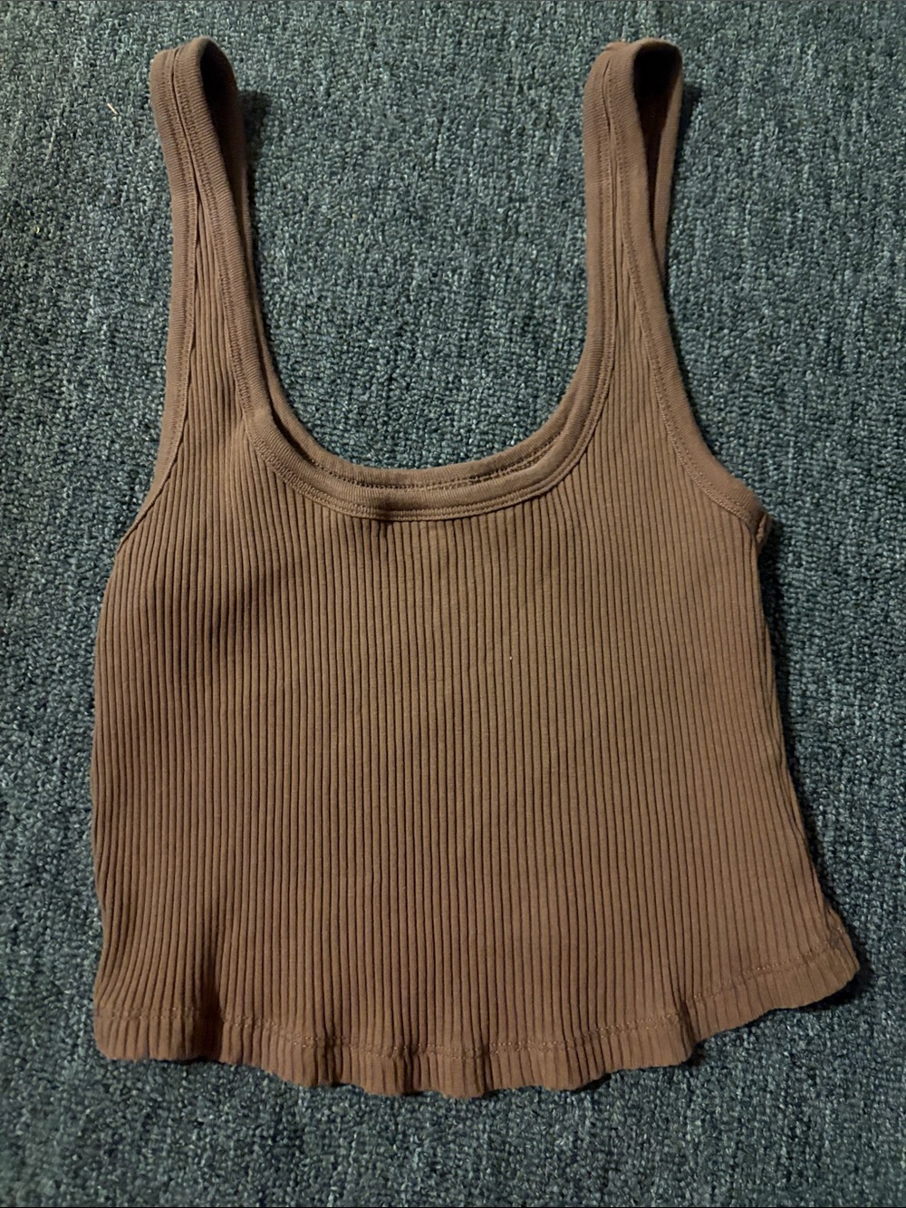 Old Navy Ribbed Scoop Neck Crop Tank - Chocolate Brown